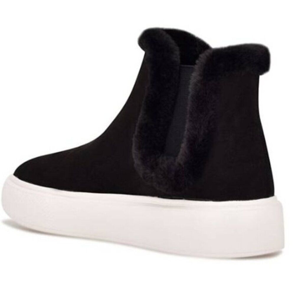 Nine West Women's Faux Shearling Chelsea Boots Platform Shoes Size 8